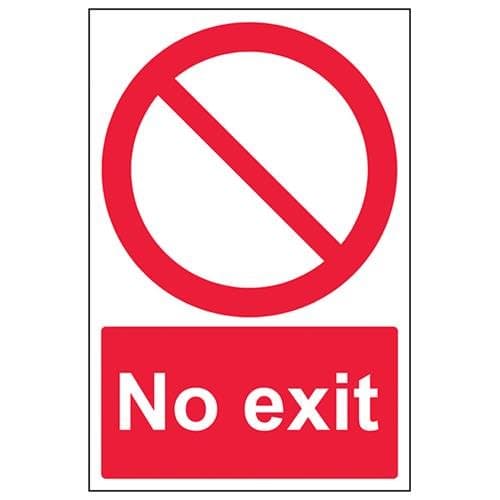 Image of V Safety No Exit Prohibition Sign - 200mm x 300mm - Self Adhesive Vinyl