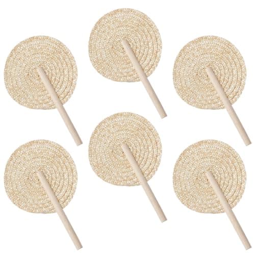 Image of Opdestn Raffia Fans, Handmade Natural Raffia Fans, Bohemian Cooling Supplies Natural Handheld Home Decor Wedding Favors for Women Couple Guests