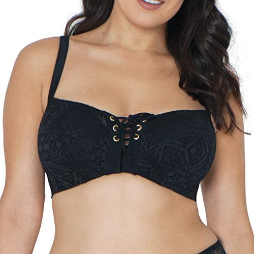 Image of Curvy Kate Women's Rush Plunge Bikini Top, Black (Black Black), NA, 32FF (Manufacturer Size: 32FF)