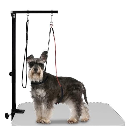 Image of LEIBOU Foldable Pet Grooming Arm with Clamp, Dog Grooming Loop Noose &Two No Sit Haunch Holder for Medium & Small Pets 36” Height Adjustable (Single Arm)