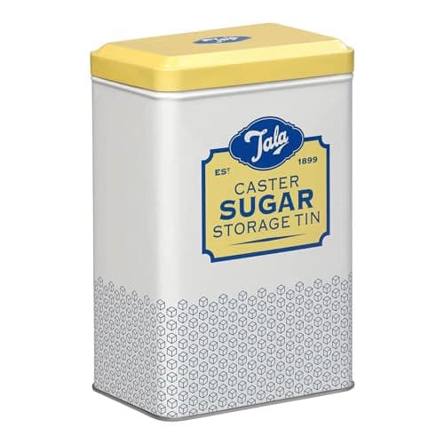 Image of Tala Originals Storage Tin, Metal, Yellow and Cream Nostalgic Design, Holds a Full Bag of Caster Sugar (Sugar Not Included)