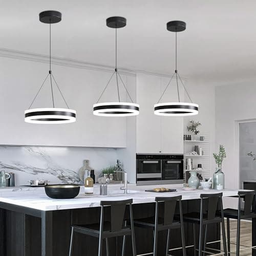 Image of Mikeru 20cm Hanging Light 1Pack with Remote Control Dimmable 3000k/4500k/6500k Acrylic Kitchen Island Light, Height Adjustable 1.2M Dining Room Pendant for Cafe, Bedroom, Living Room