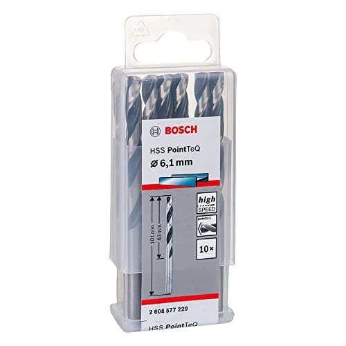 Image of Bosch Professional 10-piece PointTeQ HSS Twist Drill Bit (for Metal, 6.1 x 63 x 101 mm, Drill Driver Accessories)