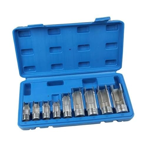 Image of US PRO 9-Piece Slotted Socket Set, 3/8" and 1/2" Drive, 10-22mm, Chrome Vanadium Steel