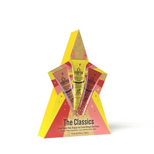 Image of Dr.PAWPAW Classic Collection Gift Set 3 x 25ml, Original Peach Pink and Ultimate Red Balms, Pawpaw Infused Multipurpose Lip Care, Hydrating Nourishing and Soothing Gift Set