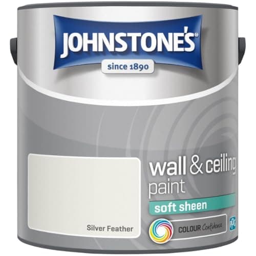 Image of Silver Feather Johnstone’s Wall & Ceiling Soft Sheen Paint 2.5L – Subtle Sheen Finish, Durable & Washable, Quick Dry, Low Odour Interior Paint for Walls & Ceilings