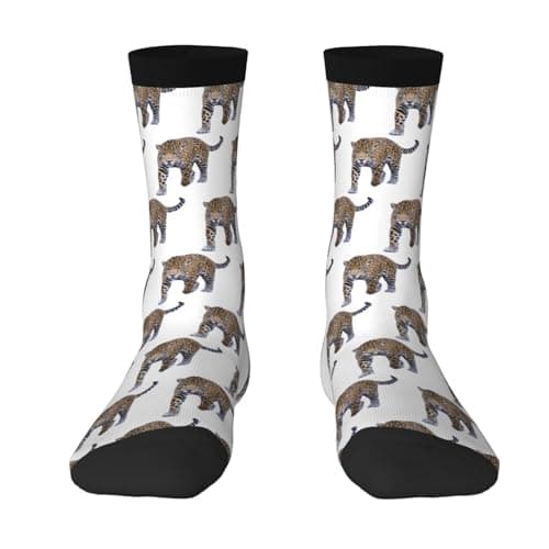 Image of MROWYC Jaguar Patterned 2 Black-1 mid calf athletic socks, suitable for sports and running