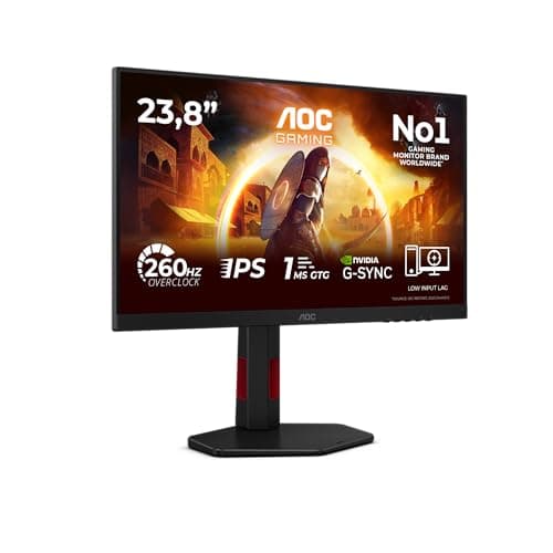 Image of AOC 24G4ZR 23.8 inch FHD Gaming Monitor 260Hz, Fast IPS Panel, 0.3ms MPRT, Adaptive Sync, HDR10, G-Sync Compatible, Height Adjustment, (1920x1080 HDMI 2x 2.0 DP 1x 1.4) Black