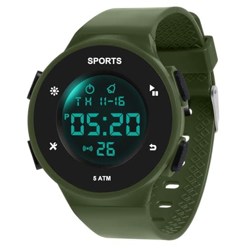 Image of OFFCUP Mens Digital Watch, Men's Sport Watch, Plastic Strap Mens Watches with EL Backlight Alarm Stopwatch Shockproof Date, Wrist Watches for Men Boys (Green)