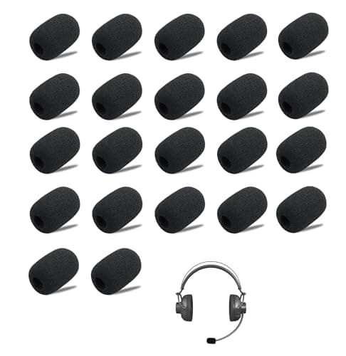 Image of 22 Pcs Headset Microphone Foam Covers, Head Mic Foam Cover, Dead Cat/Wind Muff, Microphone Muffler/Windscreen, For Lapel Mics Clip-On Mics, Classroom, Conference Room, News Interview (Black)