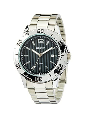Image of Sekonda Men's Quartz Watch with Black Dial Analogue Display and Silver Stainless Steel Bracelet 1171.27