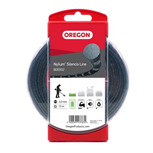 Image of Oregon Round 2mm Strimmer Line with Aluminium Particles, Tackles Long Grass, Weeds & Thick Vegetation, Professional Heavy Duty Strimmer Wire, Fits Most Standard Models, 2.0 mm x 15 m (800002)
