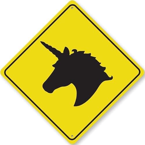 Image of Unicorn Crossing Diamond Metal Sign