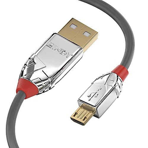 Image of Lindy USB 2.0 Type A to Micro-B Cable, Cromo Line - Grey, 0.5m