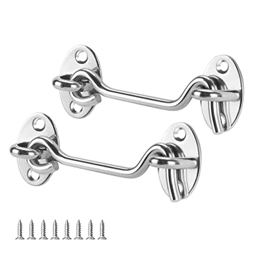 Image of lmytdo Hook and Eye Latch, Cabin Hook Gate Lock Stainless Steel Heavy Duty Gate Latch with Screws, for Window, Garage, Garden, Door(3 Inch 2 pcs)
