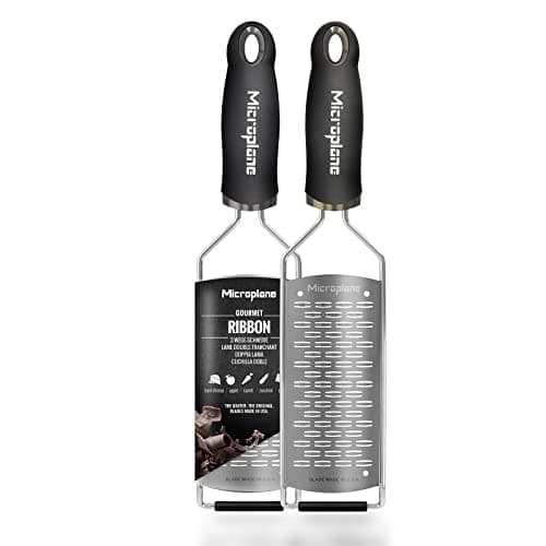 Image of Microplane Kitchen Grater Ribbon for Hard Cheese, Apple, Carrot, Zucchini and Chocolate from The Gourmet Series in Black & Stainless Steel,45002