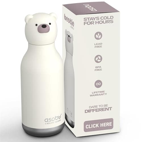 Image of asobu Bestie Bear Kids Insulated Straw Bottle Stainless Steel Leakproof BPA-Free 500 ml