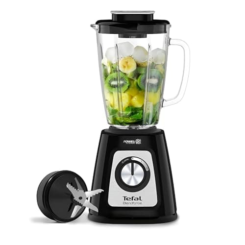 Image of Tefal Blendforce II Blender, 2L Glass Jug, 1.25L Effective Capacity, 800W, 4 Removable Powelix Blades, Smoothie Blender, Ice Crush, 2 Speeds + Pulse, Black, BL435840