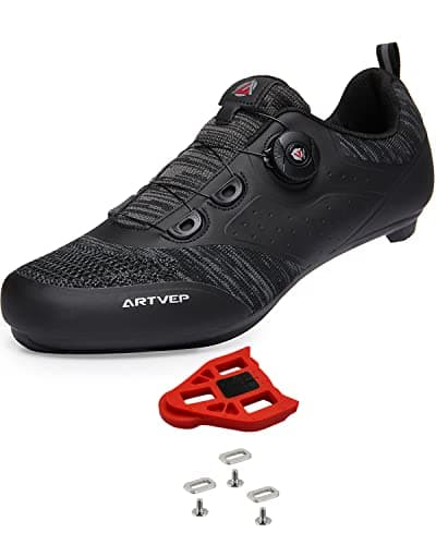 Image of Mens Cycling Shoes Womens Mountain Road Bikes Shoe Compatible with Peloton Bike & Look ARC Delta, Compatible Installation SPD/SPD-L & KEO Cleats Black 10.5 UK