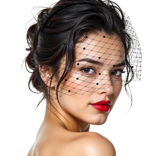 Image of Tyqour Black Mesh Veil Headband 1920s Fascinator Headpiece for Women - Bridal Wedding Tea Party Accessories
