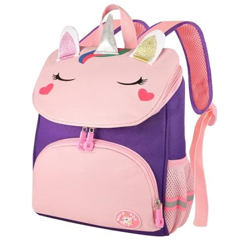 Image of Yafe School Bag for Girls, Kids Backpack with Chest Strap Children's Backpack Toddlers Rucksack Kindergarten Preschool Bookbag for Girls Age 3-6(purple)