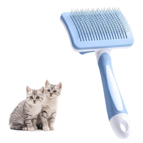 Image of Vinabo Cat Brush,Dog Brush Cat Grooming Comb,Self Cleaning Pet Slicker Brushes,for Short Haired Cats, Small Dog Grooming Brush Safe and Smooth,Cat Massage Clean Tangled(Blue)