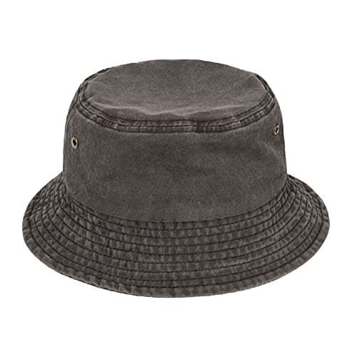 Image of TOSKATOK Pure Washed Cotton Bucket hat UV Sun Protection Breathable Beach Holiday Travel Hat-CHARCOAL-60