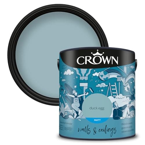 Image of CROWN Duck Egg - Matt Emulsion Paint - Water Based, Quick Dry - Duck Egg Paint for Walls & Ceilings - 2.5L