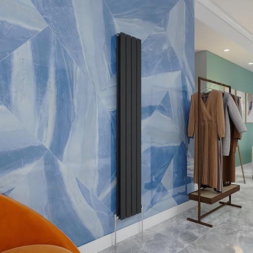 Image of Central Heating Radiator,1600x272mm Anthracite Vertical Flat Double Panel Column Energy-efficient for Morden Multi-Scene