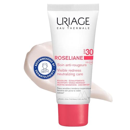 Image of Uriage Roseliane Anti-Redness SPF30 Face Cream 40ml - Soothes, Hydrates, Reduces Redness of Sensitive Skin - With Shea Butter - Long-lasting Comfort & Sun Protection - Non-comedogenic (OLD PACKAGING)