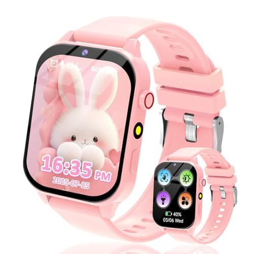 Image of kaacly Kids Smart Watch for Girls Boys Gifts,Smart Watch Kids with 1.83 Inch DIY Face Steps Counter Sleep Monitoring Birthday Gifts Watch for Children 4 5 6 7 8+ (Pink)