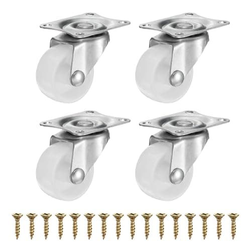 Image of PATIKIL 1.25 Inch Caster Wheels, Plastic Silent 360 Degree Swivel Plate Castors for Furniture Drawers Storage Bins DIY Project - 4pcs (White)