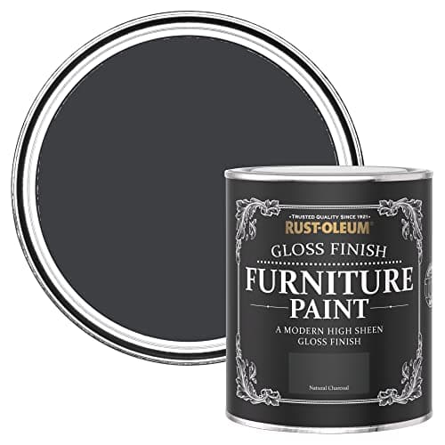 Image of Rust-Oleum Black Furniture & Skirting Board Paint in Gloss Finish - Natural Charcoal (BLACK) 750ml