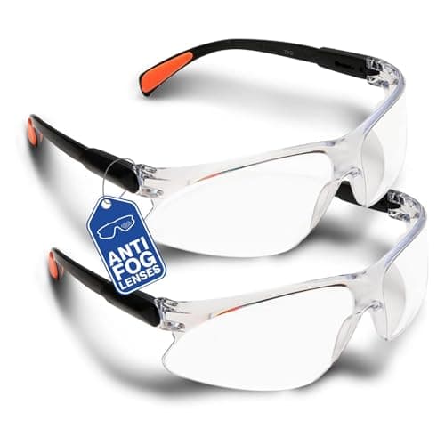 Image of O³ Safety Glasses for Work 2 Units - Protective Glasses for DYI, Gardening, Laboratory, Cycling – Antifog Material, Clear Lense, Lightweight