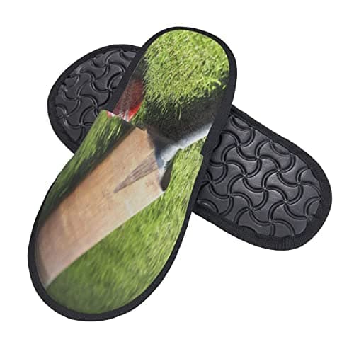 Image of Women Men Slippers Cricket Bat And Ball Indoor Shoes Fluffy House Slippers Deluxe Bedroom Slippers For Travel Guest Outdoor L