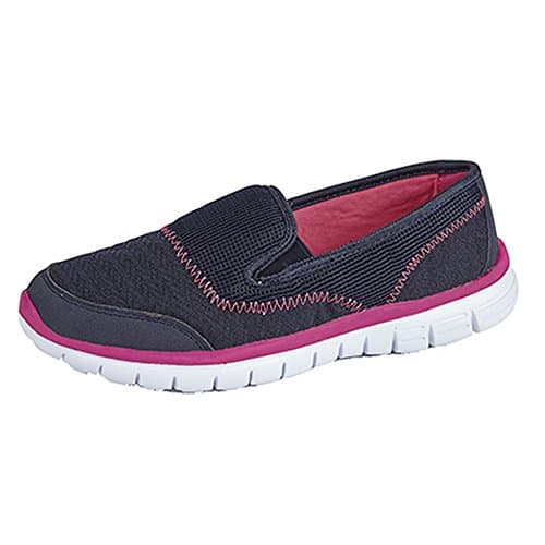 Image of Dek Womens Textile Twin Elastic Gusset Leisure Shoe Trainers - Navy Textile, Ladies UK 4 / EU 37