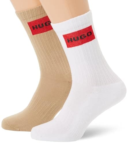 Image of HUGO Men's 3p Qs Rib Label Cc 10267340 01 Short_Socks, 269Medium Beige, 43-46