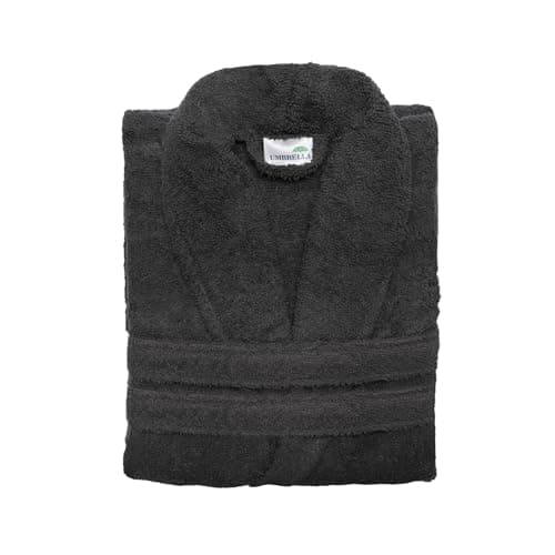 Image of Umbrella Outdoors Premium Cotton Terry Toweling Bathrobe - Unisex Spa & Hotel Quality Gown, Extra Soft & Absorbent Thick Towel Bathrobes for Men & Women Towel (UK, Alpha, XL, Regular, Regular, Grey)