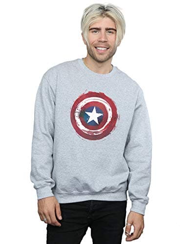 Image of Marvel Men's Captain America Splatter Shield Sweatshirt Sport Grey Medium
