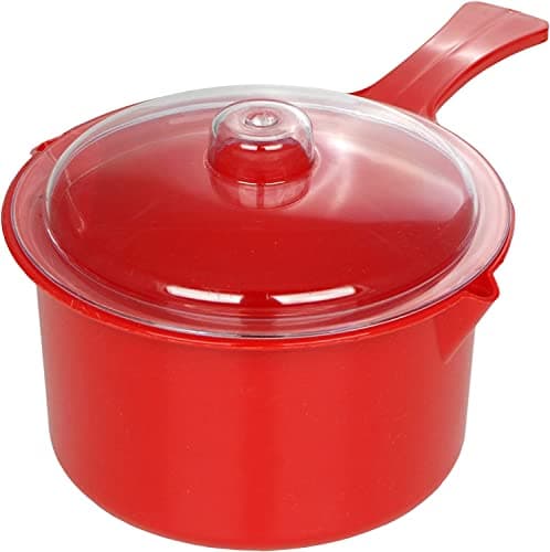 Image of Easycook NS613R Easy Cook Polly Carbonate Non-Staining Microwave Sauce Pan and Lid, Red