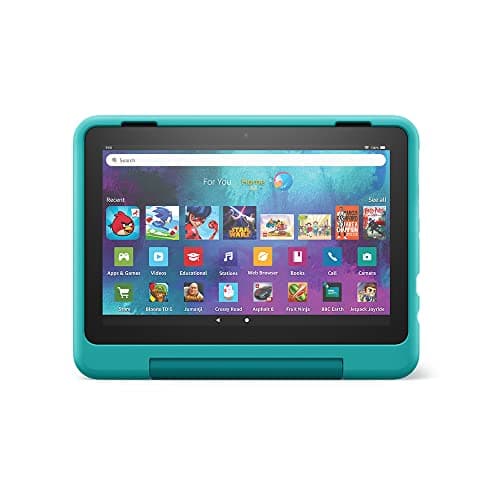 Image of Amazon Kid-Friendly Case for Fire HD 8 tablet | Only compatible with 12th-generation tablet (2022 release), Hello Teal