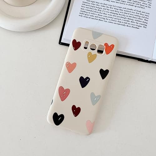 Image of ZUKKASHAN Compatible with Samsung Galaxy S8, Soft Silicone TPU Shockproof Protective Case Cute Hearts Pattern Girls Women Back Phone Cover for Samsung Galaxy S8 (Beige)