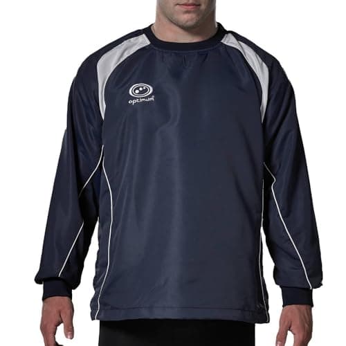 Image of Top Training Contact Men's & Boys' Windbreaker: Waterproof, Insulated Sportswear for Football, Rugby, Sport - Long Sleeve, Elastic Cuffs, Warm Pullover Jacket for Running, Hiking - Navy/White, SB