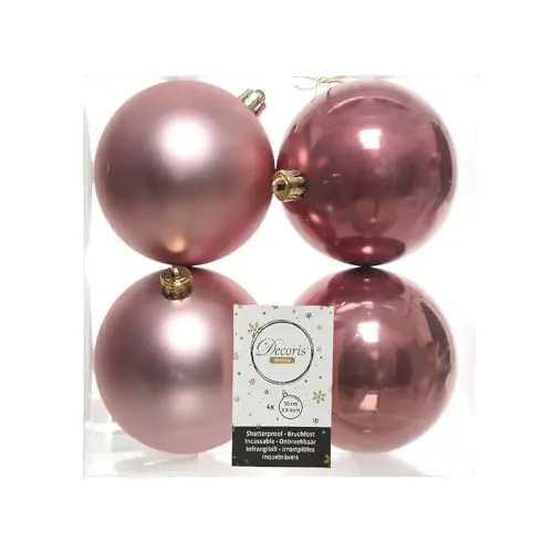 Image of PERAGASHOP Shatterproof Velvet Pink Bauble 10cm Pack of 4 - Christmas