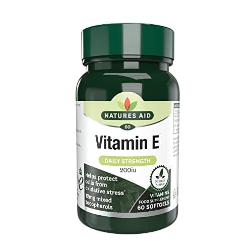 Image of Natures Aid Vitamin E 200iu Softgels - Natural Antioxidant - Supports Skin, Immune & Heart Health - Protects Cells from Oxidative Stress - Non-GMO, Gluten-Free - High Potency - 60 Softgel Capsules