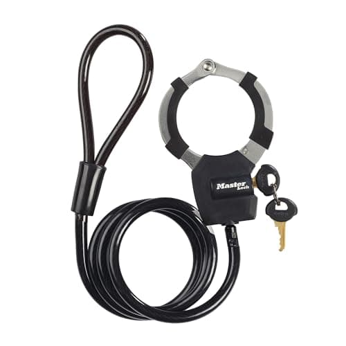 Image of MASTER LOCK Bike Lock Cable with Cuff, Key, 1000 x 80 x 27 mm, for Bike Scooter Quad Stroller