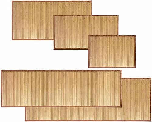 Image of HYGRAD BUILT TO SURVIVE Bamboo Wood Floor Mat Rug Carpet For Home Bathroom Livingroom Indoors Outdoors In Different Sizes (24 (L) x 72 (W) inches)