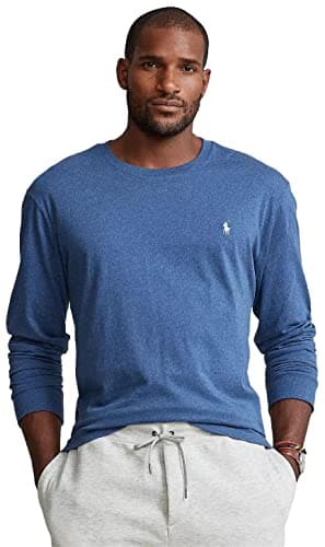 Image of Polo Ralph Lauren Men's Crew Neck Long Sleeve Tee, Cobalt Blue Heather., Medium