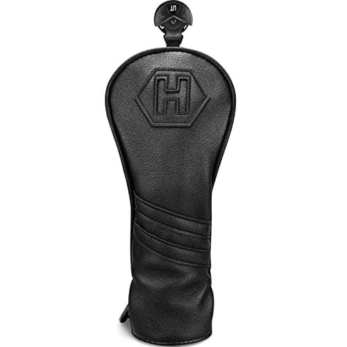Image of Golf Club Head covers Hybrid Utility Rescue with Interchangeable Number Tag 23456 UT Black PU Leather Elastic Closure
