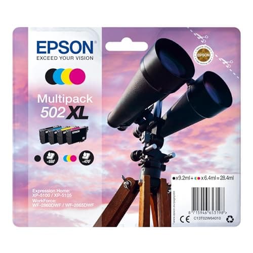 Image of Epson 502XL Binoculars Genuine High Yield Multipack, 4-colours Ink Cartridges